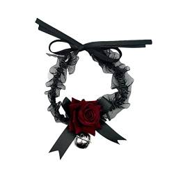 LEEINTO Halskette Gothic Elegante große Rose Blume Schlüsselbein Kette Halskette mit Glocke Frauen Hochzeit Braut Sexy verstellbare Halsband Schmuck von LEEINTO