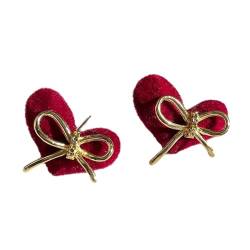 LEEINTO Ohrringe Modische Schleifen Herz Ohrstecker Vintage Schleife Ohrringe Einfache Beflockung Knoten Ohrringe Schmuck für Frauen von LEEINTO