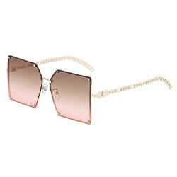 LEEINTO Vintage Randlose Sonnenbrille Rechteckige Rahmenlose Sonnenbrille Y2k UV Sonnenbrille Strand Sonnenbrille Quadratische Sonnenbrille Blendfreie Randlose Sonnenbrille Für Damen von LEEINTO