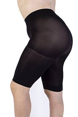 Figurenformend Radlerhose Damen Große Größen, Anti Chafing Shorts 90 Deniers, Übergrößen Miederhose, Hoch Tailliert, Bequem und Atmungsaktiv Shapewear - Made in Ital (Black, 9) von LEELA LAB