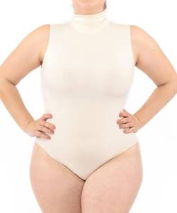 LEELA LAB Ärmellos Bodysuit mit Rollkragen Damen Größe Größen, Verstellbarem Verschluss, Nahtloser Technologie - Made in Italy (Pink Powder, 3XL) von LEELA LAB