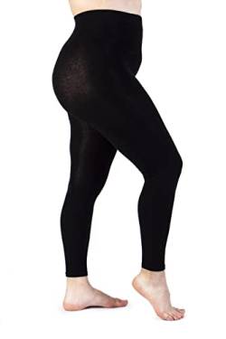 LEELA LAB Damen Winter Leggings Große Größen, Leggings mit Warmen Kaschmir 90 Denier, Damen Plus Size, Passform, Komfortabel, Dehnbar - Made in Italy (Black, 9) von LEELA LAB