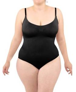 LEELA LAB Formend Bodysuit Damen Größe Größen, Shapewear mit Verstellbarem Verschluss, Nahtloser Technologie - Made in Italy (Black, 3XL) von LEELA LAB