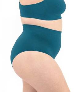 LEELA LAB High Waist Slip Damen, Unterwäsche aus weicher Mikrofaser, hergestellt mit Seamless Technologie - Made in Italy (Petrol Green, L/XL) von LEELA LAB