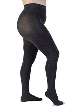 LEELA LAB Kaschmir Strumpfhose Damen Große Größen 90 Denier, Bequem und Langlebig - Made in Italy (Dark grey, 8) von LEELA LAB