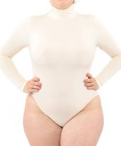 LEELA LAB Langarm Bodysuit mit Rollkragen Damen Größe Größen, Verstellbarem Verschluss, Nahtloser Technologie - Made in Italy (Pink Powder, 3XL) von LEELA LAB
