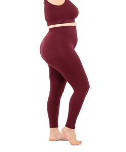 LEELA LAB Leggings Damen Gerippter Große Größen, Bequem und Vielseitig, aus weicher Mikrofaser mit Nahtloser Technologie - Made in Italy (Bordeaux, 3XL) von LEELA LAB