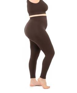 LEELA LAB Leggings Damen Gerippter Große Größen, Bequem und Vielseitig, aus weicher Mikrofaser mit Nahtloser Technologie - Made in Italy (Coffee, 3XL) von LEELA LAB