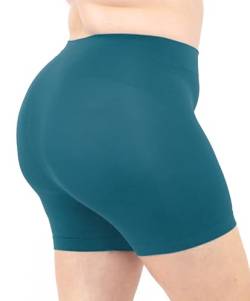 LEELA LAB Shorts Damen Große Größen, Kurze Hosen weiche Mikrofaser, mit nahtlosen Technologie - Made in Italy (Petrol Green, XXL) von LEELA LAB