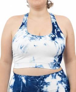 LEELA LAB Sport-BH Große Größen, Bequem und Vielseitig, bietet Unterstützung ohne Einzuengen, mit Nahtloser Technologie - Made in Italy (Blue tie dye, XXL) von LEELA LAB