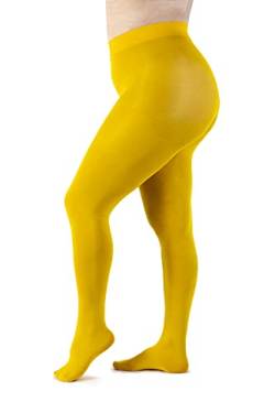 LEELA LAB Strumpfhose Damen Sheer Große Größen 90 Denier, Bequem und Langlebig - Made in Italy (Mustard, 6) von LEELA LAB