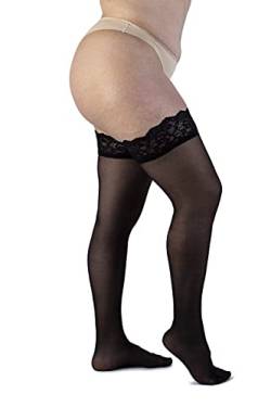 LEELA LAB Strumpfhose Damen Strapsen 30 Denier, Bequem und Langlebig Low Ruffle Stay-ups - Made in Italy (Black, 7) von LEELA LAB