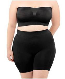 LEELA LAB Trägerloser Bandeau-BH, Formende Unterwäsche, Plus Size Push-up-Effekt, aus Nahtloser Mikrofaser - Made in Italy (Black, XXL) von LEELA LAB