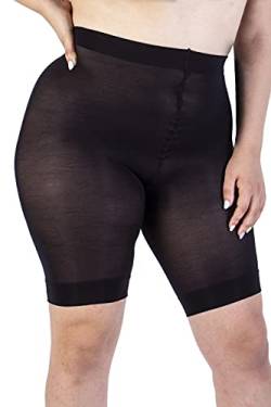 Radlerhose Damen Große Größen, Anti Chafing Shorts 90 Deniers mit Recycelte Garne, Übergrößen Miederhose, Hoch Tailliert, Nachhaltig - Made in Italy(Black, 7) von LEELA LAB