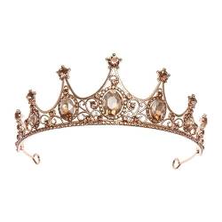 Crystal Queen Tiaras Strasssteine Festzug Quinceanera Kronen Prinzessin Stirnbänder für Geburtstag Party Hochzeit Abschlussball Weihnachten (Champagner) von LEEMASING