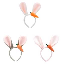 LEEMASING 3 Stück Osterhasenohren Stirnbänder Plüsch Ostern Kaninchen Ohr Haarband Für Halloween Weihnachten Urlaub Babyparty von LEEMASING