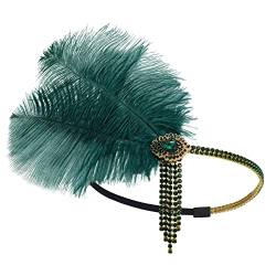LEEMASING Damen Retro Feder Flapper Party Stirnband Accessoire Fascinator für Hochzeit Teeparty (grün) von LEEMASING