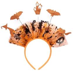 LEEMASING Fledermaus Mesh Stirnband Halloween Mottoparty Kostüm Haarband für Halloween Maskerade Cosplay Party Kostüm Karneval (Orange) von LEEMASING