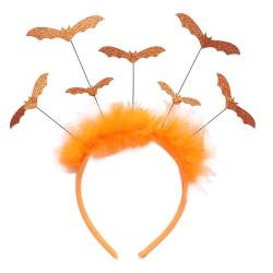 LEEMASING Halloween Glitzer Fledermaus Stirnband Cosplay Erwachsene Kopfbedeckung für Erwachsene und Kinder, Cosplay Dress Up Kostüm Party Zubehör (Orange) von LEEMASING