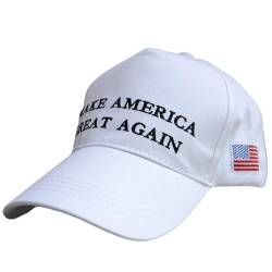 LEEMASING MAGA Hat Präsident Donald Trump Make America Great Again Kappe Bestickt Unisex Stil Kopfbedeckung (Weiß) von LEEMASING