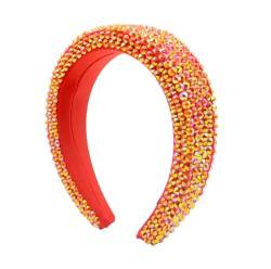 LEEMASING Modische Barock-Strass-Stirnbänder für Mädchen, Brautschmuck, Hochzeit, Geburtstag, Valentinstag, Party (rot) von LEEMASING