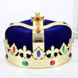 Royal Jeweled Königskrone, Unisex, Halloween-Kostüm, Abschlussball, Cosplay, Party-Dekoration, Blau von LEEMASING