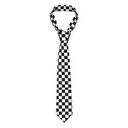 LEEOOL Herren-Krawatte, schwarz-weiß, kariert, bedruckt, Herren-Krawatte, Kunst-Krawatte, Anzug-Krawatte, Business-Casual-Hochzeit, formelle Krawatte von LEEOOL
