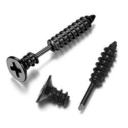 LEEQ 1 Paar Frauen Punk Edelstahl Schraube Ohrstecker Ohrringe Schmuck schwarz von LEEQ