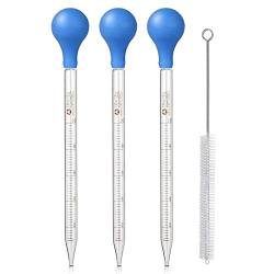 LEEQ 10ml Glas Pipette Dropper Tropfpipette Flüssigkeiten Messpipette mit Gummi-pipettierball x 3 + Reinigungsbürste x1 von LEEQ