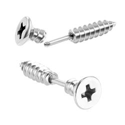 LEEQ 2pcs Frauen Männer Punk Edelstahl Schraube Ohrstecker Ohrringe Schmuck Silber（） von LEEQ