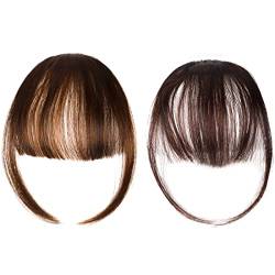 LEEQ Clip in Bangs- 2 Stück,Pony Fringe Bang Extension mit Kamm,Gelten Verlängerung Air Bangs Natürliche Haarteil für Frauen und Mädchen von LEEQ