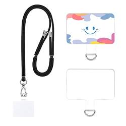 LEEQ Universal Handykette Handy Lanyard Pads Set - 1 Stück Handy Kette + 2 Stück Handykette Patch, Einstellbar Handyband zum Umhängen, Patches Handy Transparent, Abnehmbar Handy Anhänger Kette von LEEQ