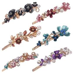 LEEQBCR 6 Stück Farbenfrohe Kristall Französisch Haarspangen,Frauen Retro Haarspangen, Vintage Haarschmuck Strass Haarspangen, Elegante Haarspangen für Damen von LEEQBCR