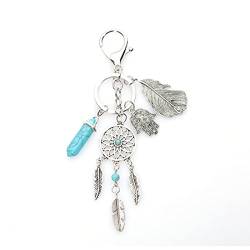 LEEQBCR Dream Catcher Schlüsselanhänger Schlüsselanhänger Bohemian Style Metall Schlüsselanhänger Geschenk für Mädchen und Frauen Paare (Hellblau) von LEEQBCR