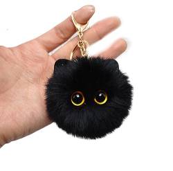 LEFEDA Schlüsselanhänger 1 Stück Blush Katze Katze Ball Plüsch Schlüsselanhänger Schulranzen Anhänger Anhänger, Schwarz von LEFEDA