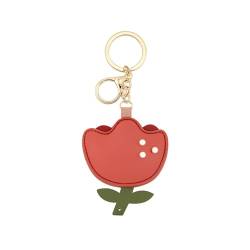 LEFEDA Schlüsselanhänger 2 Stück Blumen Schlüsselanhänger Gold Hang Tag Tasche Auto Hängeornament Für Freunde, Rot von LEFEDA