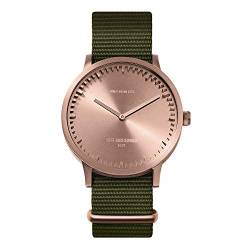 LEFF amsterdam - T40 - Armbanduhr - Gehäuse aus Roségold - Grünes Nylon Armband - Ø 40mm - Quarzuhrwerk von LEFF amsterdam