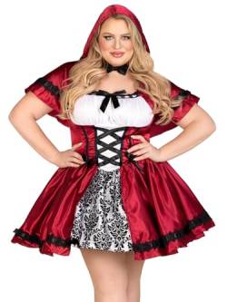 LEG AVENUE 85230X - 2Tl. Kostüm Set Gothic Riding Hood, Kostüm Damen Karneval rot/weiß, 3XL/4XL (EUR 52-56) von LEG AVENUE