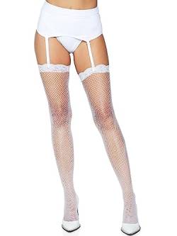 LEG AVENUE Damen Fishnet Strumpfhose, Weiß, Einheitsgröße Große Größen EU von LEG AVENUE