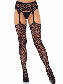 LEG AVENUE Damen Strapsstrümpfe-178022001 Strumpfhose, blackout, Black, One Size von LEG AVENUE