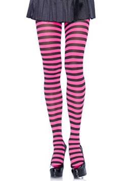 LEG AVENUE Damen streep Leggings, Schwarz / Neon Rosa, Einheitsgröße Große Größen EU von LEG AVENUE