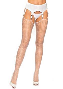 Leg Avenue Damen Rhinestone Fishnet Stockings Strümpfe, weiß, Einheitsgröße von LEG AVENUE