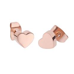 Legitta Damen Herz Ohrringe in Rosegold Minimalist Design Delicate Feine Ohrstecker Titanschmuck Edelstahlschmuck Filigrane Kugelohrringe Für Frauen Mädchen Titan nickelfrei von LEGITTA