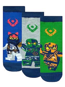 LEGO Ninjago Socken 3er Pack | Ninja Jungen Socken | Packung mit 3 Baumwollsocken für Jungen 20-23 cm von LEGO