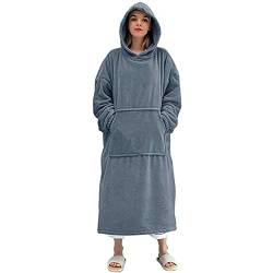 LEGVAEY Übergroße Decke Hoodie, tragbar, Kuscheldecke, Kapuzenpullover, Erwachsene, warme Überwurfdecke, Sweatshirt, Bademantel für Damen, Herren, Teenager, grau, 52 Plus Tall von LEGVAEY