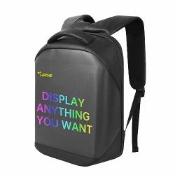 LEICKE Reise Laptop Rucksack mit App-gesteuertem 64 x 64 RGB-LED-Bildschirm, wasserdichter Computer-Rucksack für Frauen und Männer, Schule, Student, intelligenter Rucksack, Schwarz von LEICKE