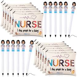 LEIFIDE 24-teiliges Krankenschwester-Schätzungsgeschenk-Set, 12 Krankenschwester-Make-up-Kosmetiktaschen mit 12 niedlichen Kugelschreibern für Ärzte, Krankenschwestern, Krankenschwestern, Geschenke von LEIFIDE