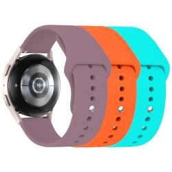 3 Stuck Silikon Armband für Samsung Galaxy Watch 6 40mm 44mm 43mm 47mm,Galaxy Watch 5/4 Armbänder,20mm Weiche Silikon Ersatz Uhrenarmband für Galaxy Watch 3 41mm/Active 2(Orange/Rauchviolett/Mintgrün) von LEIXIUER