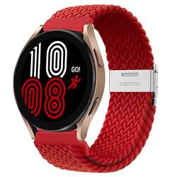 Geflochtenes Nylon-Schlaufenband für Samsung Galaxy Watch 3, 45 mm, 46 mm, für Huawei Watch GT 2/3/Pro, 46 mm, 22 mm, dehnbar, elastisches Nylon-Sport-Armband für Amazfit GTR 47 mm, Rot von LEIXIUER