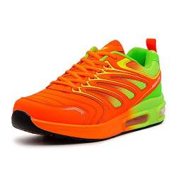 LEKANN 333 Herren Sportschuhe Laufschuhe Sneaker Dämpfung, Orange/Grün Gr. 41 EU von LEKANN